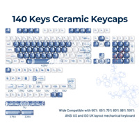 XVX Keycaps Blue and White Plum Shadow Ceramic Glaze Coating PBT Keycap Set 140-Key ANSI Layout Mechanical Keyboard