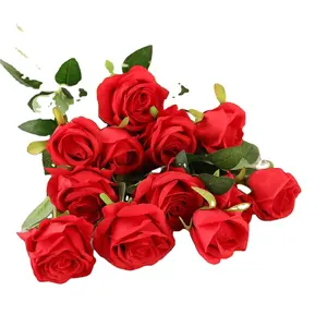 2024 sevgililer günü hediyesi dekoratif ipek yapay çiçek kırmızı gül yapay tek çiçekler tüm fırsat hediyeler için