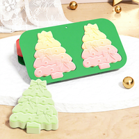 Moule à gâteau en silicone réutilisable sans BPA, 2 cavités, forme sapin de Noël 3D, prix direct usine, démoulage facile, outil DIY