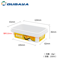 Iml-paquete de alimentos cuadrados de 230ml, cubo pequeño de plástico, tapas de pastel y cuchara