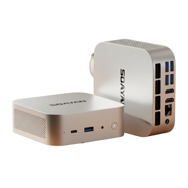 SOAYAN 2026 AMD Ryzen 5 6600H Mini PC 12/16/24GB RAM M.2 NVMe SSD Windows 11 Pro Triple Display Gaming Computer