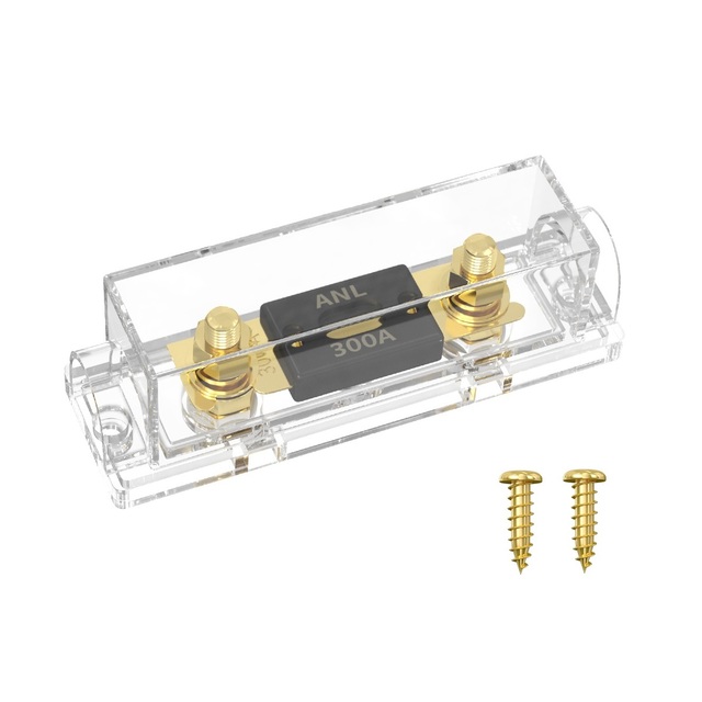 300 Amp ANL Fuse Holder Car Audio High Temperature Resistant Fuse Block 0/2/4 Gauge with Transparent Clear Cover