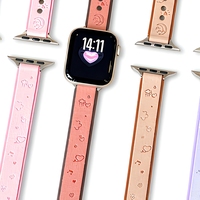 Compatible avec Apple Watch Series 12 11 SE 10, bracelet vintage en cuir souple gaufré lune et étoile, mignon et élégant.