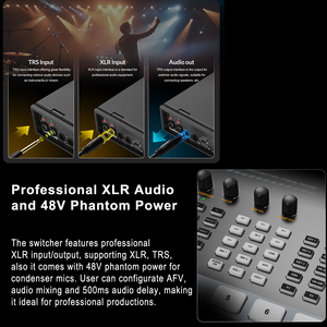 AVMATRIX SHARK S8X PLUS pengalih <span class=keywords><strong>Video</strong></span> Streaming HDMI, SDI/HDMI 10 saluran portabel 17.3 ", kontrol PTZ pemutaran rekaman dengan Chroma