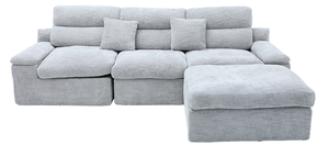 Divano Sezionale a L Grigio Chiaro Compresso, Imballato Sottovuoto, 3 Posti con Chaise Longue e Cuscini, Salvaspazio per Soggiorno - Product Image 5