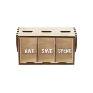 Caja de Ahorros de Madera Rectangular de Bambú con Compartimentos, Caja para Guardar Dinero, Organizador de Escritorio - Product Image 2