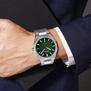 Reloj de pulsera octogonal con caja de acero y esfera verde - reloj de pulsera para hombre, estilo ejecutivo, para exportación, venta al por mayor y personalización - Product Image 6