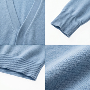 Cárdigan de Cachemira 100% Pura para <span class=keywords><strong>Hombre</strong></span>, <span class=keywords><strong>Cuello</strong></span> en V, Doble Botonadura, Directo de Fábrica de Mongolia Interior - Product Image 4