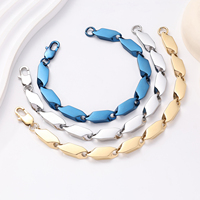 Bracelet chaîne à maillons en acier inoxydable pour hommes, 8 mm, 21 cm, bracelets à maillons tendance, poli, plaqué or 18 carats, vente en gros
