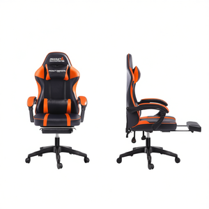 Silla de juego ergonómica de cuero PU con reposapiés, silla de oficina reclinable con soporte lumbar para uso en juegos en casa. - Product Image 1