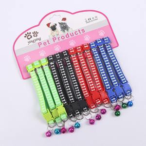 Collares de gato reflectantes ajustables con patrón de pata de hueso barato al por mayor con campanas ID 12 unids/set <span class=keywords><strong>Collar</strong></span> de gatos pequeños - Product Image 3