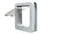 Porte automatique intelligente pour animaux de compagnie avec capteur RFID électronique à microchip, écologique, à fixation carrée sur fenêtre, en plastique