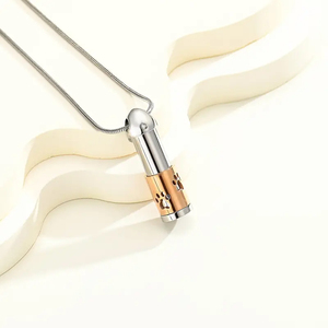 Paw Print <span class=keywords><strong>Bullet</strong></span> Crema tion Urne Halskette für Asche Edelstahl Memorial Crema tion Schmuck für Loved One's <span class=keywords><strong>Ashes</strong></span> Anhänger - Product Image 5