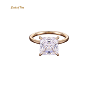 Bague en Moissanite taille princesse pour femme, en argent sterling S925, options de pierres de 1 à 5 carats, plaqué or 18 carats, sertissage griffe, bijoux personnalisés