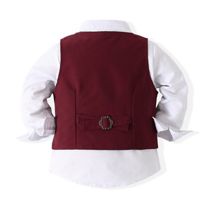 Conjunto de Ropa para Niño, Camisa de Manga Larga con Corbata, Chaleco y Pantalones, 3 Piezas, Traje Formal para Boda, Fiesta, Vestido para Bebé - Product Image 4