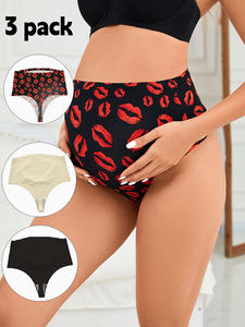 Braguitas de Maternidad Transpirables de Cintura Alta, Sin Costuras, de Seda Helada, con Soporte Abdominal, Tallas Grandes, Ropa Interior Femenina Tipo Tanga - Product Image 1