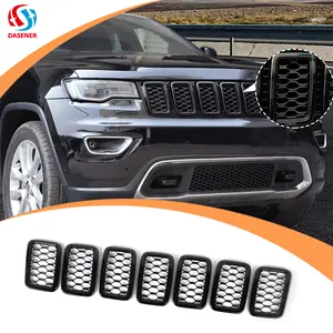 Dasener-parrilla delantera de ABS, accesorios para Jeep Grand Cherokee, 68317863AA, 7 Uds., 2017, 2018, 2019, 2020, 2021