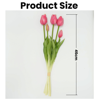 Bunga Tulip Artificial 46cm Sentuhan Realistis dari Karet Lembut 5 Tangkai, Laris untuk Dekorasi Rumah dan Pernikahan