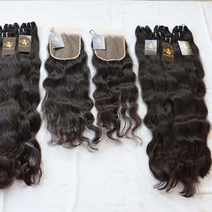 Fournisseur d'extension de cheveux humains droits en os Paquets de cheveux crus avec fermetures Paquets de cheveux crus vierges non transformés de temple indien - Product Image 2