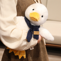 Peluche Canard Mignon, Doux et Moelleux, Poupée Animale Rembourrée, Décoration de Chambre, Oreiller, Peluche Kawaii Animal de la Ferme avec Écharpe Rouge et Bleue