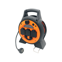 Enrouleur de câble rétractable ZNPON 15M, 3 prises SCHUKO, robuste, avec éclairage LED, IP44, prise CEE, USB et protection contre les surcharges