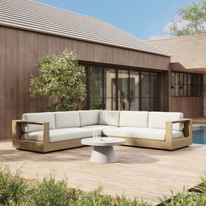 Ensemble de canapés d'extérieur en teck massif de style nordique contemporain, meubles de jardin modernes pour villa, cour, hôtel, patio, résistants à l'eau - Product Image 6