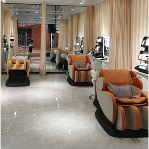 Intelligent Electric Massage Chair Gray Orange 31-60 Airbags SL Type Guide Rail <b>Adjustable</b> <b>Footrest</b> Shampoo Chair - Product Image 2