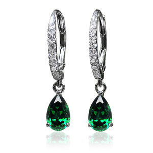 Boucles d'oreilles en zircon en forme de poire pour femmes, bijoux élégants de couleur platine, à la mode - Product Image 1