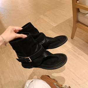 Trendy Round Toe Thong Boots for Women's 2026 Spring Summer New Arrival Western Style Mid Calf Strappy Sandals - Product Image 5