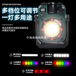 โคมไฟตั้งแคมป์พลังงานแสงอาทิตย์ LED COB แบบแม่เหล็ก ชาร์จผ่านพอร์ต Type C ไฟทำงานกลางแจ้ง ให้แสงสว่างเต็มรูปแบบ - Product Image 5