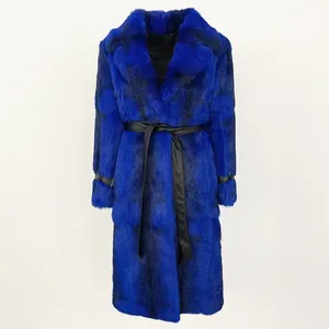 OFTBUY 2024 <span class=keywords><strong>Cappotto</strong></span> Invernale Sopra il Ginocchio in Pelle Integrale con Pelliccia di Coniglio Importata, Stampa Leopardata, Imbottito e Caldo - Product Image 6