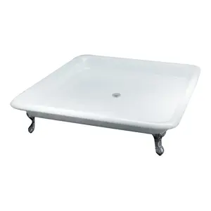 אמבטיה מקלחת משולבת בודד יצוק ברזל 36 אינץ מקלחת מגש עם לבן צבע וכרום clawfoot