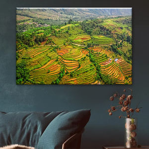 Impresión Digital en Lienzo de las Terrazas de Arroz de Yuanyang, Arte de Pared de Paisaje Clásico, Decoración de Montaña Verde - Product Image 3