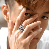 Bague ouverte Lion dominant de style ethnique chinois pour hommes, bijoux et accessoires tendance