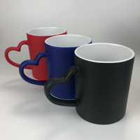 Coeur poignée céramique blanche pour café thé eau Lattegift magique Sublimation11oz Sublimation tasses tasses chauffantes tasses