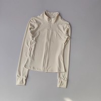 Vêtements de sport pour femmes de qualité Veste de yoga à fermeture éclair complète Vestes de fitness avec trou pour le pouce