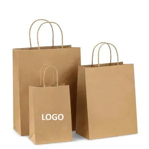 Оптовая продажа, экологически чистый дешевый индивидуальный логотип, Подарочный пищевой кофе, черный переработанный Коричневый пакет из крафт-бумаги с ручками