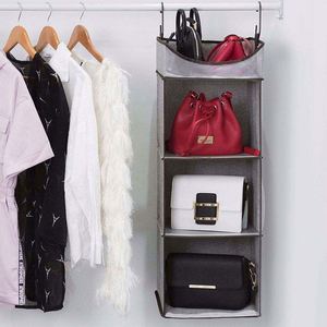 Foldable 3-shelf Storage Containers Closet Household Items Organizer <b>Wardrobe</b> Clothes Hanging Shelves - Product Image 5