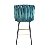 Tabouret de bar à dossier haut, style minimaliste de luxe, chaise de bar tressée pour comptoir d'accueil, caisse, îlot de cuisine