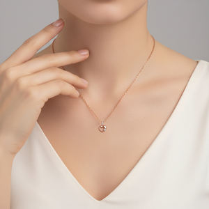 Collar de oro rosa macizo de 18 quilates con diamantes naturales auténticos, hecho a mano, romántico y popular para uso diario en pareja. - Product Image 3