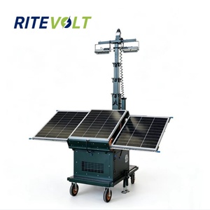 Tour d'éclairage solaire LED 4x100W avec mât - Remorque mobile à énergie solaire pour les situations d'urgence nocturnes - Product Image 4