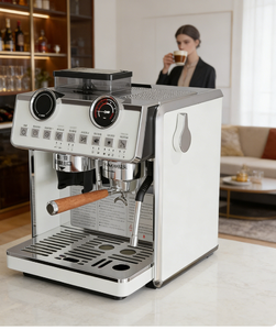 Macchina da Caffè Elettrica di Lusso a Doppia Caldaia e Doppia Pompa con Macinacaffè Integrato, Macchina Espresso Multifunzione per Hotel e Negozi - Product Image 1