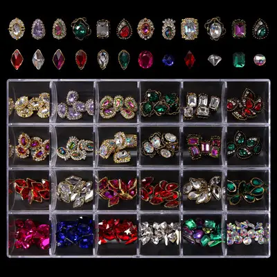 3D luxe célèbre marque bijoux concepteur ongles breloques métal ongles strass décoration pour ongles bricolage