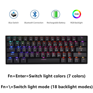 HZGAMER <span class=keywords><strong>Clavier</strong></span> mécanique de jeu BT 61 touches <span class=keywords><strong>Clavier</strong></span> de jeu portable <span class=keywords><strong>sans</strong></span> <span class=keywords><strong>fil</strong></span> RVB LED - Product Image 2