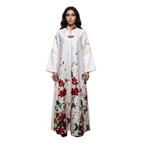 Robe islamique modeste pour femme, imprimé floral multicolore, élégante, ample, avec fermoir orné, taille unique, Abaya Aïd, collection 2026, vente chaude