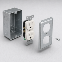 Couvercle de boîte utilitaire en acier prégalvanisé 0C1 4 x 2-1/8 pouces pour prise double, 1 gang, pour câblage électrique