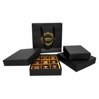 Boîte cadeau de luxe noire imperméable pour chocolats et bonbons, avec doublure en éponge et séparateur, pour emballage personnalisé - Vente en gros