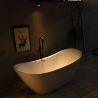 Baignoire Autoportante Blanche Ovale en Acrylique en Forme de Lune pour Hôtel
