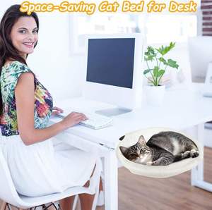 Hamac et lit de bureau réglables pour chat avec rembourrage en mousse à mémoire de forme, fausse fourrure, structure en acier, capacité de 50 lb, amovible et lavable pour petits animaux - Product Image 5