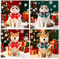 Nouveau collier réglable en dentelle de Noël pour animaux de compagnie, accessoires décoratifs de mode pour chats et chiens